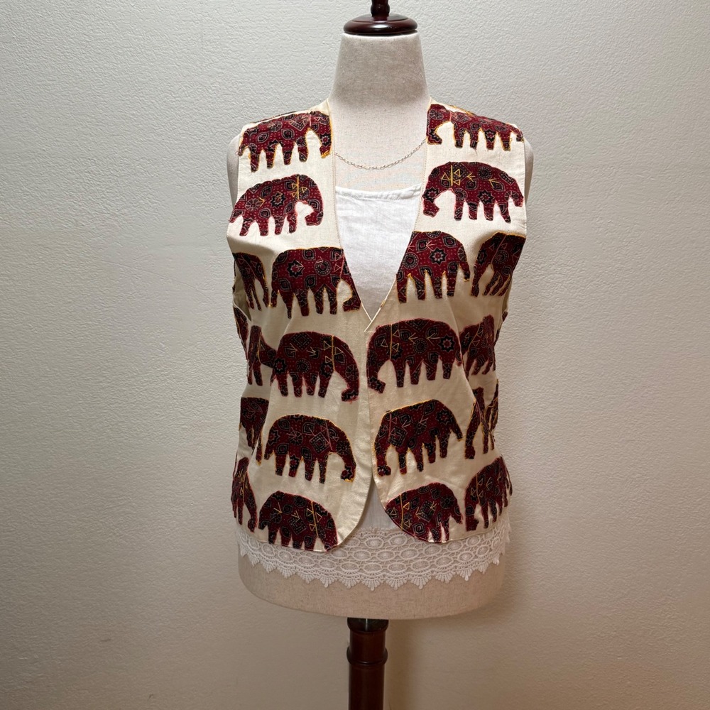 Vintage Soho Compagnie Elephants Open Front Made in India Men Medium Women Large
